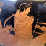 musicians and teacher on a greek vase public domain